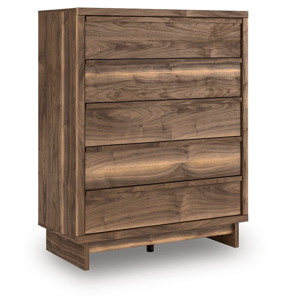 Chirason - Brown - Five Drawer Wide Chest - Hornell Furniture Outlet