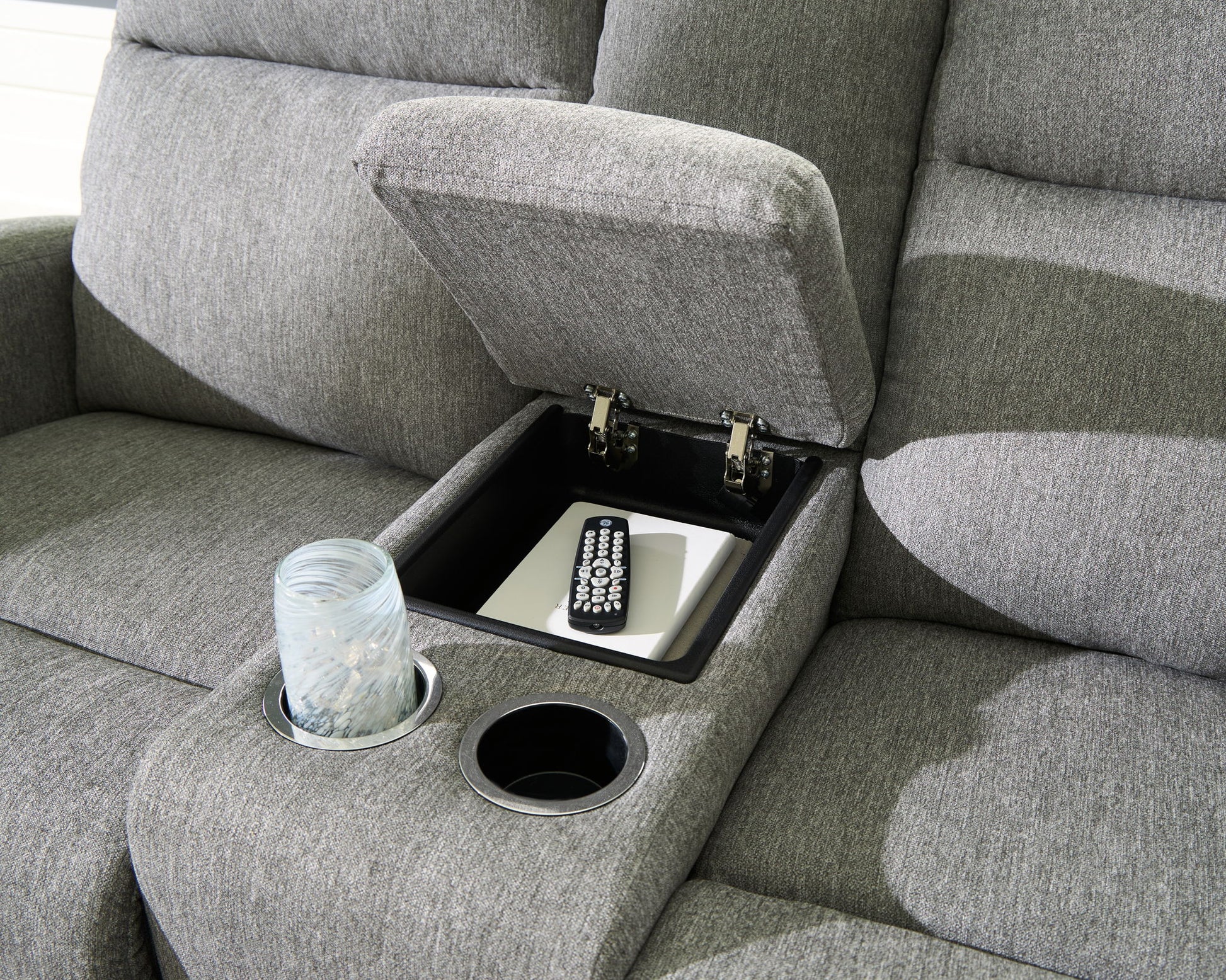 Gauntlet - Sterling - Double Recline Loveseat With Console - Hornell Furniture Outlet