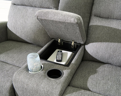 Gauntlet - Sterling - Double Recline Loveseat With Console - Hornell Furniture Outlet