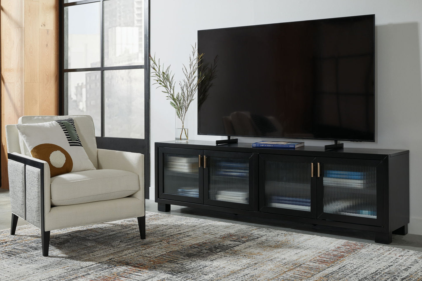 Winbardi - Black - Extra Large TV Stand - Hornell Furniture Outlet