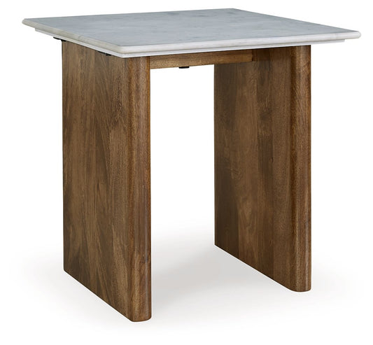 Isanti - Light Brown / White - Rectangular End Table - Hornell Furniture Outlet