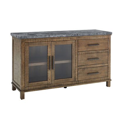 Grayson - Gray Marble Server - Light Brown - Hornell Furniture Outlet