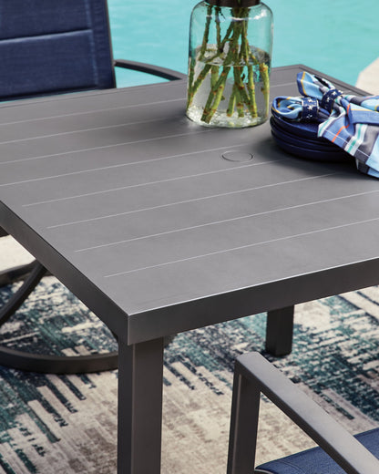 Rocky Creek - Square Dining Table With Umbrella Option - Gray - Hornell Furniture Outlet