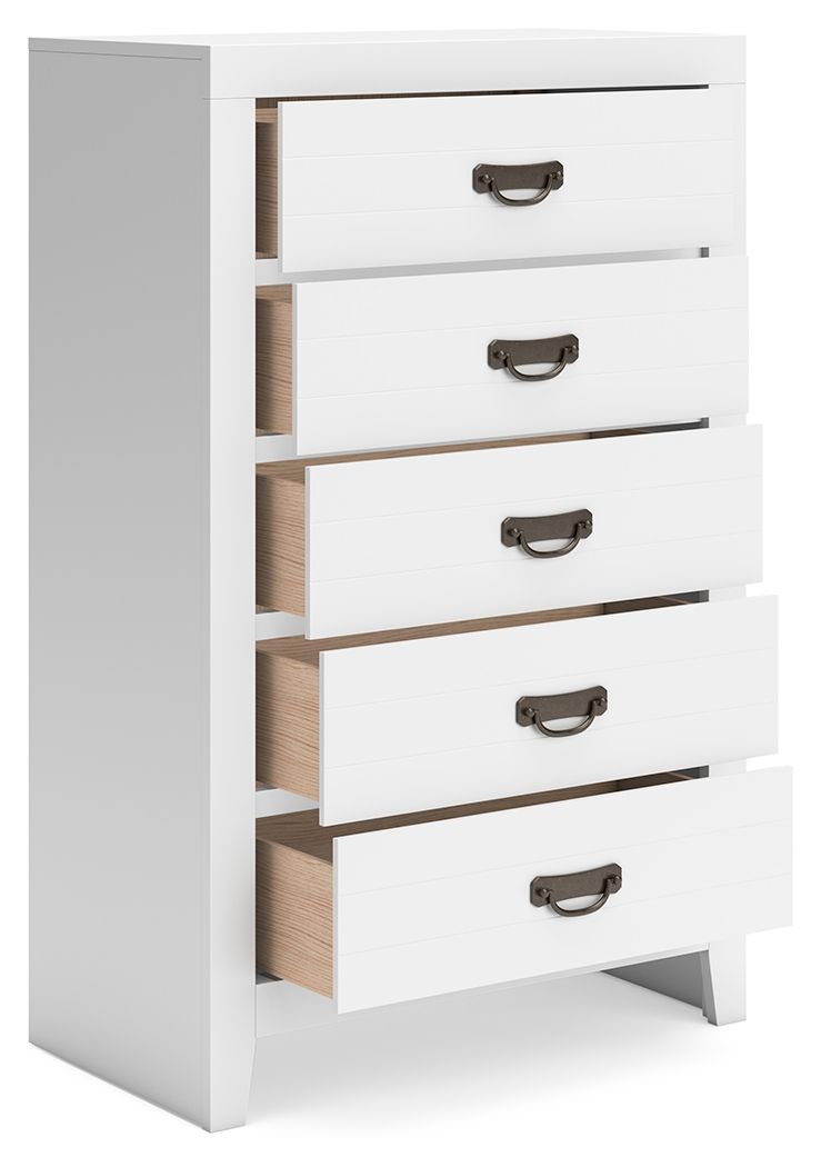 Binterglen - White - Five Drawer Chest - Hornell Furniture Outlet