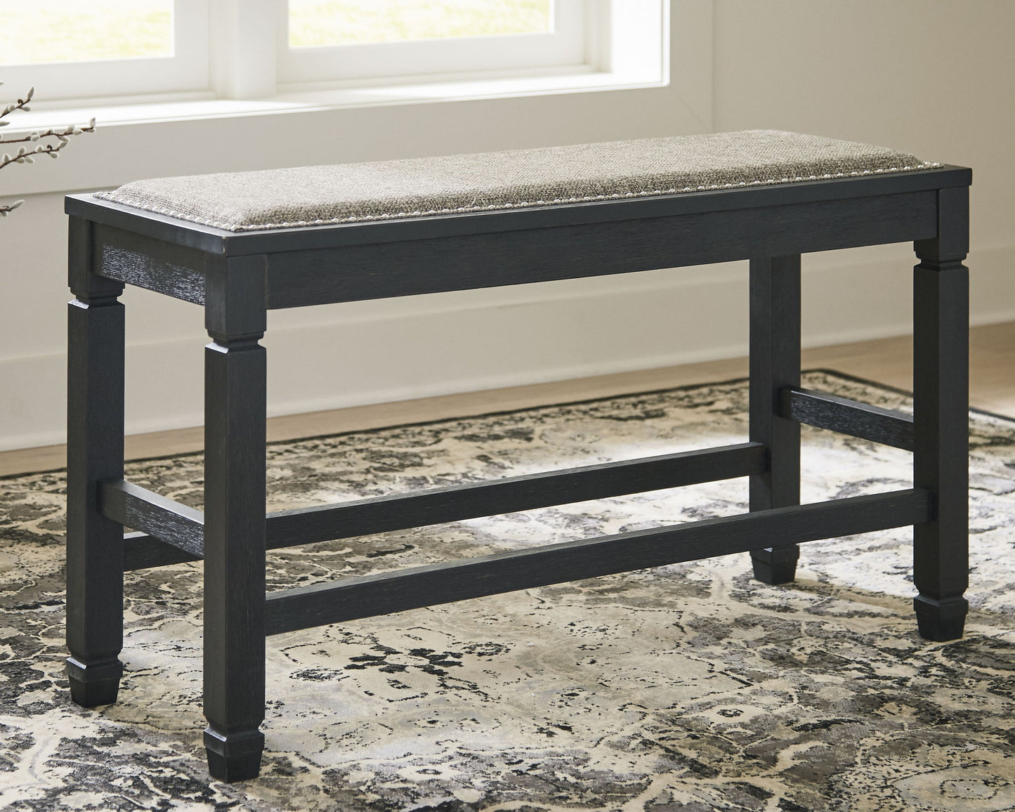 Tyler Creek - Antique Black - DBL Counter UPH Bench - Hornell Furniture Outlet