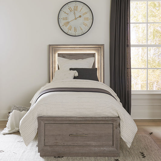 Horizons - Twin Storage Bed - Medium Gray - Hornell Furniture Outlet