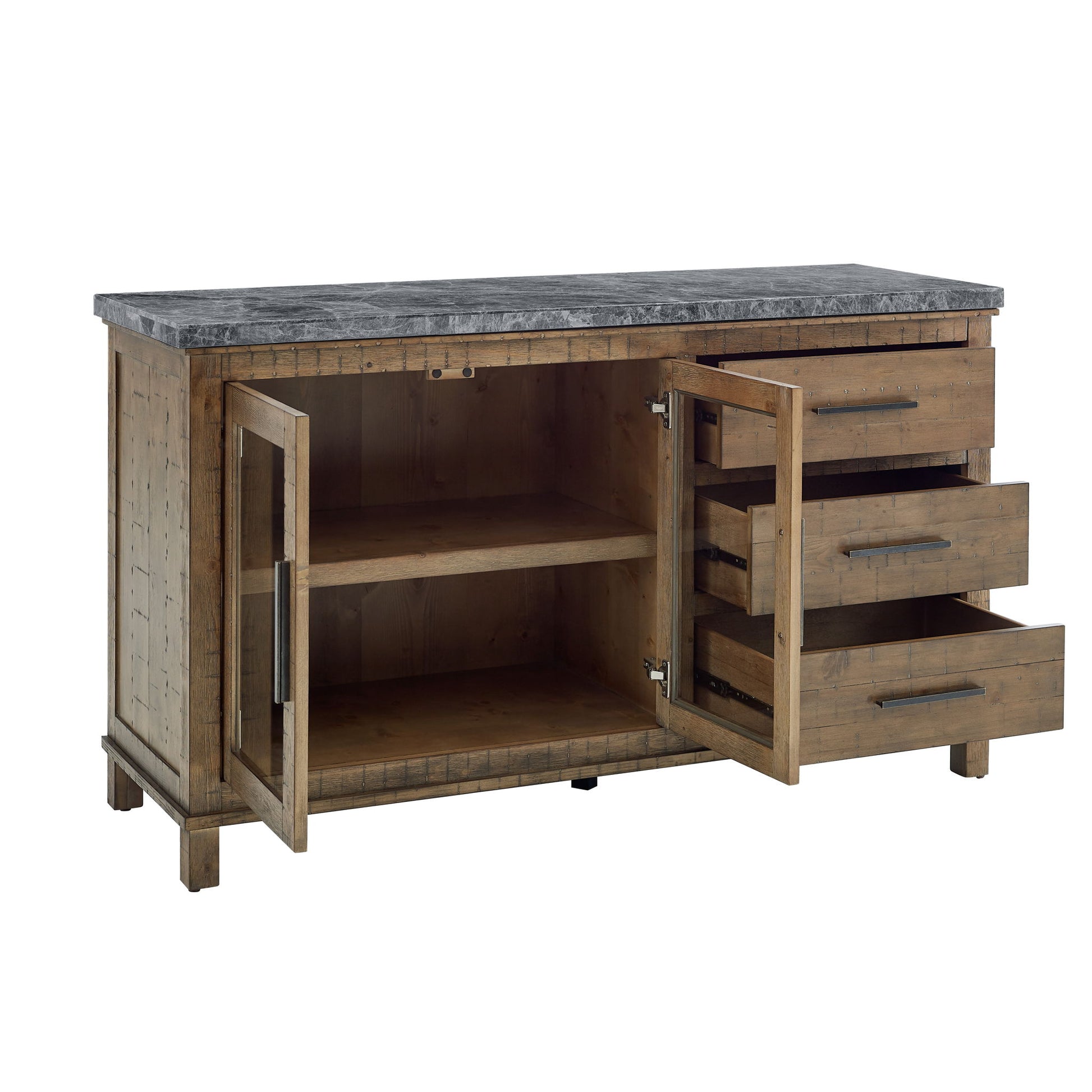 Grayson - Gray Marble Server - Light Brown - Hornell Furniture Outlet