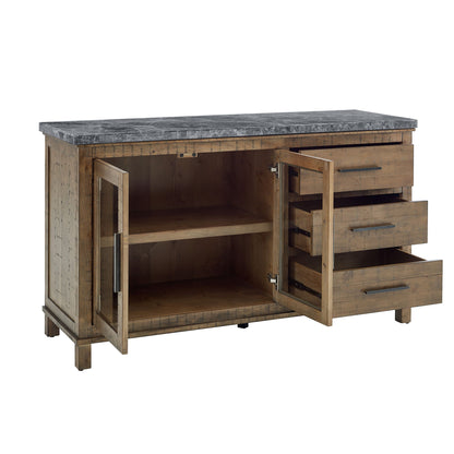 Grayson - Gray Marble Server - Light Brown - Hornell Furniture Outlet