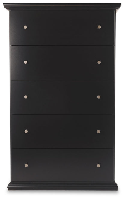 Maribel - Black - Five Drawer Chest - Hornell Furniture Outlet
