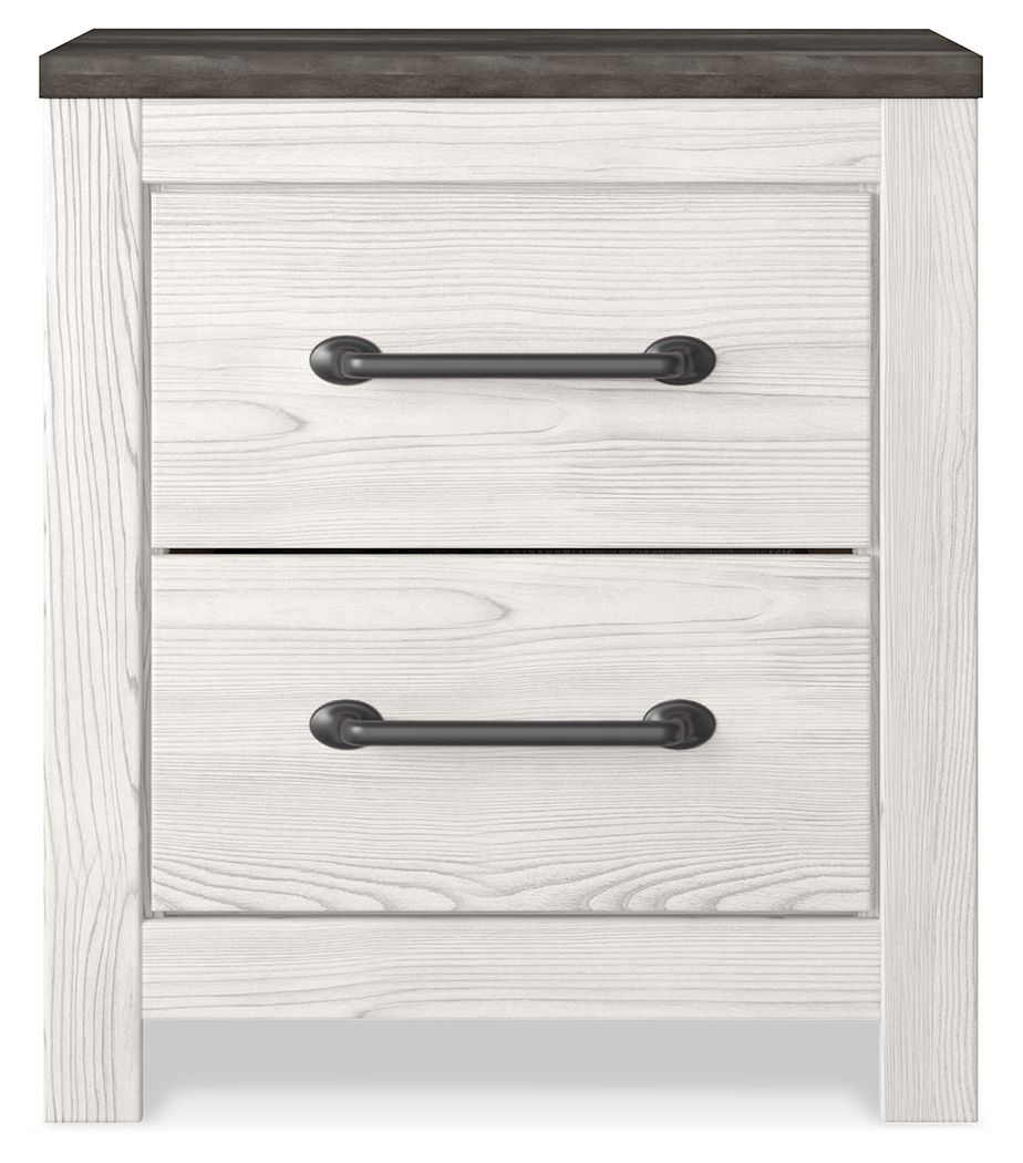 Gerridan - Two Drawer Night Stand - White / Gray - Hornell Furniture Outlet