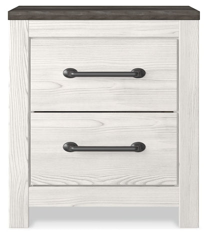 Gerridan - Two Drawer Night Stand - White / Gray - Hornell Furniture Outlet