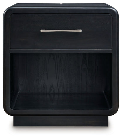 Rowanbeck - Black - One Drawer Night Stand - Hornell Furniture Outlet