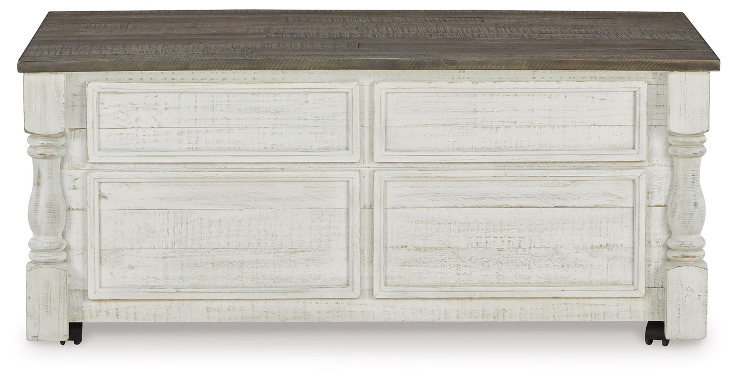 Havalance - Lift Top Cocktail Table with Storage Drawers - White / Gray - Hornell Furniture Outlet