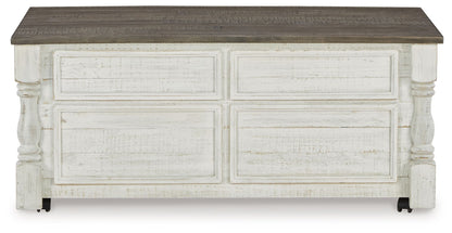 Havalance - Lift Top Cocktail Table with Storage Drawers - White / Gray - Hornell Furniture Outlet