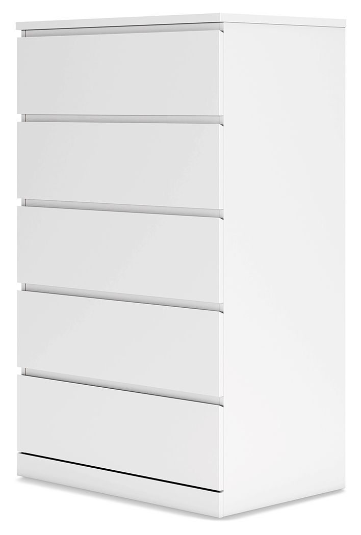 Onita - White - Five Drawer Chest - Hornell Furniture Outlet