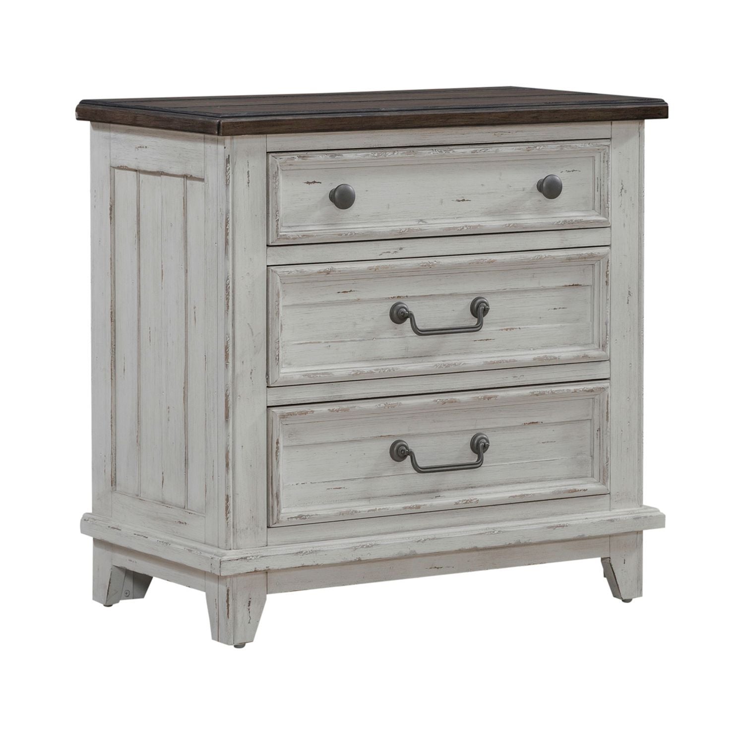 River Place - 3 Drawer Nightstand With Charging Station - White - Hornell Furniture Outlet