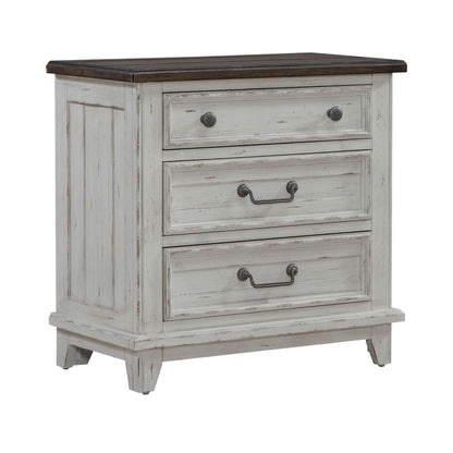 River Place - 3 Drawer Nightstand With Charging Station - White - Hornell Furniture Outlet