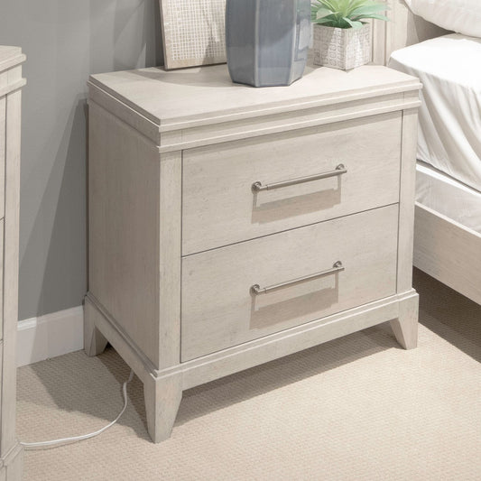 New Haven - Nightstand With Charging Station - White - Hornell Furniture Outlet