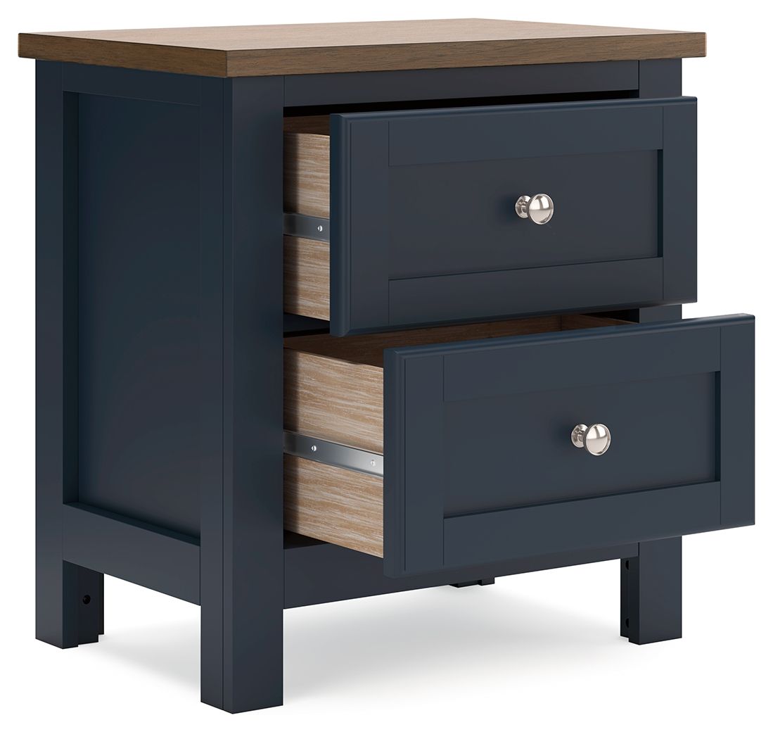 Landocken - Brown / Blue - Two Drawer Night Stand - Hornell Furniture Outlet