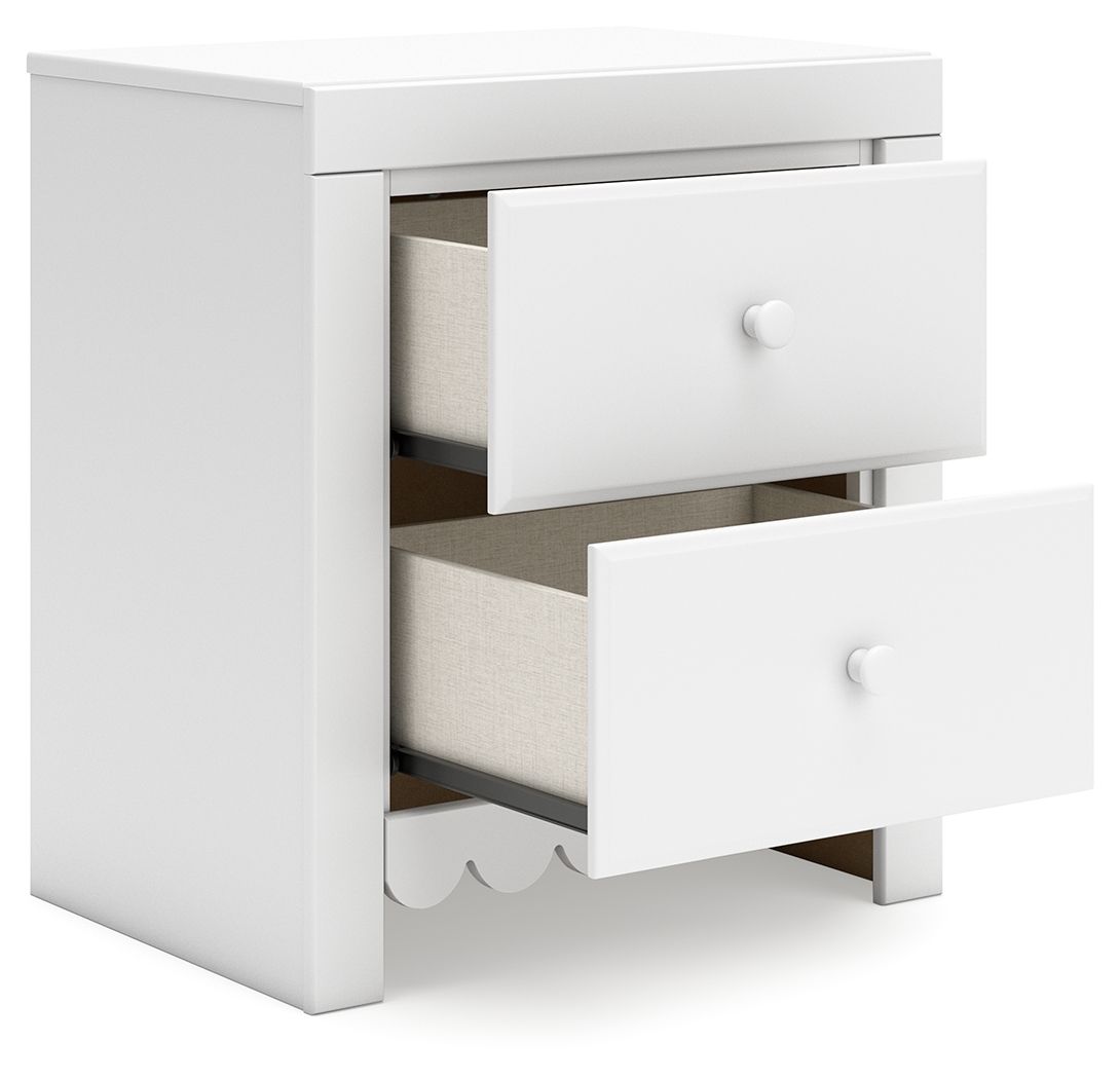 Mollviney - White - Two Drawer Night Stand - Hornell Furniture Outlet