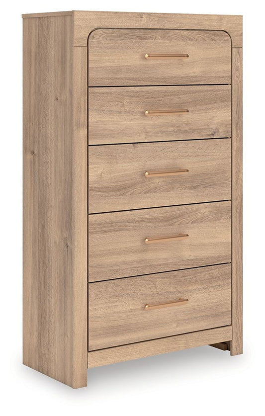 Kinlanni - Five Drawer Chest - Tan - Hornell Furniture Outlet