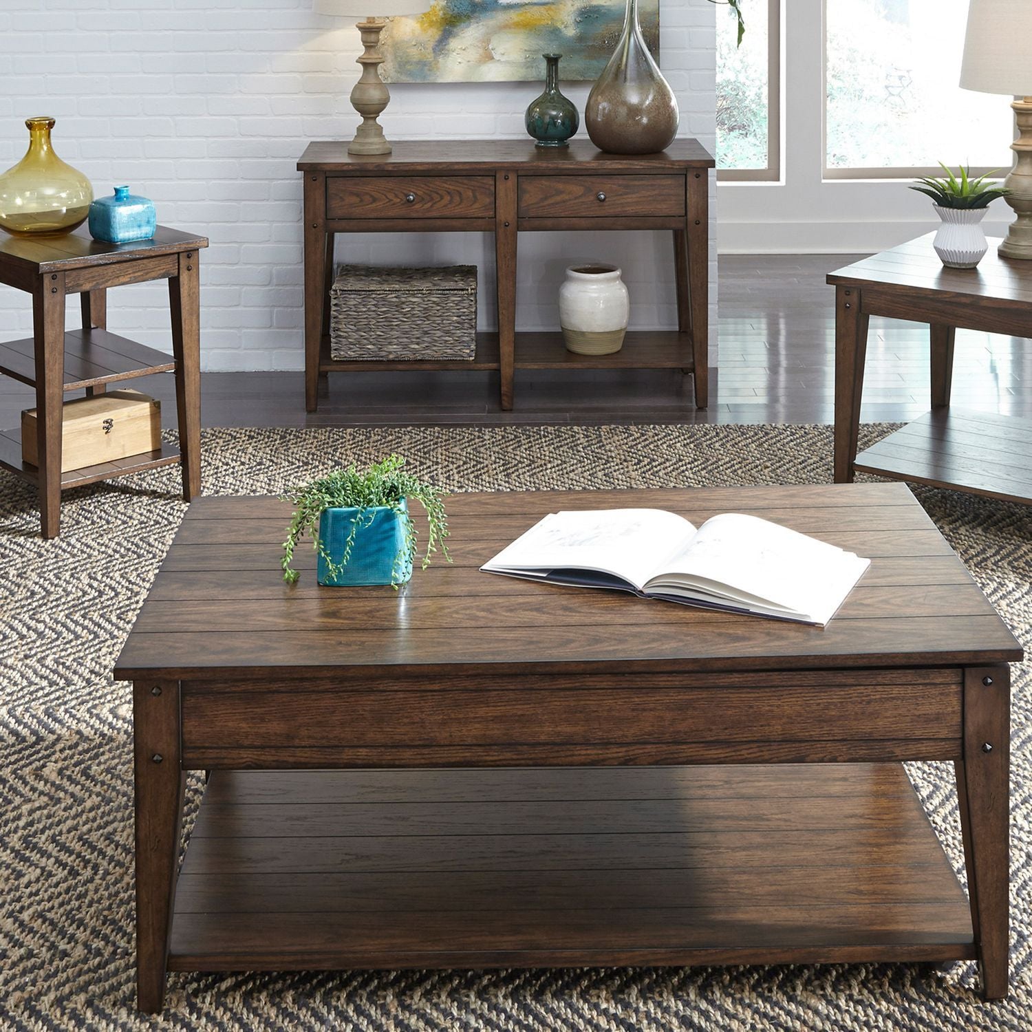 Lake House - Square Lamp Table - Hornell Furniture Outlet