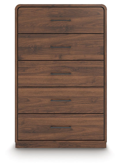 Fortlorn - Walnut Brown - Five Drawer Chest - Hornell Furniture Outlet