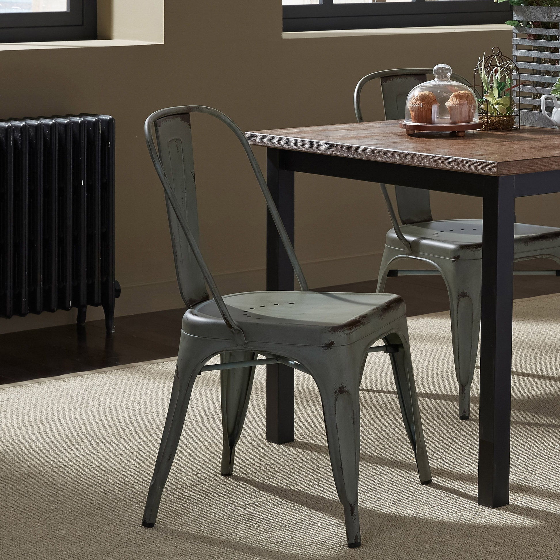 Vintage Series - Bow Back Side Chair - Green - Hornell Furniture Outlet