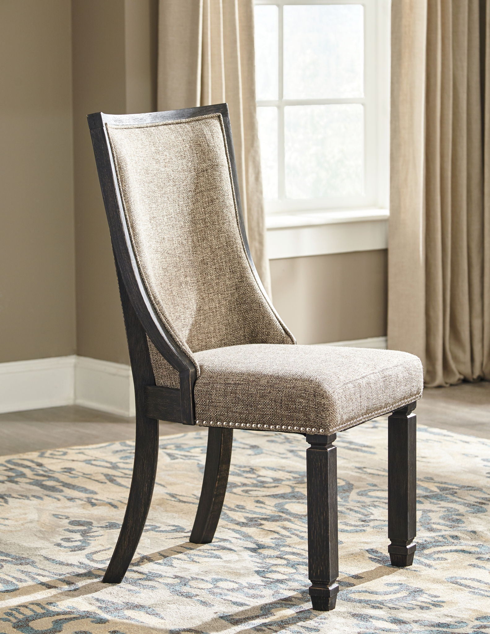 Tyler Creek - Black / Grayish Brown - Dining UPH Side Chair (Set of 2) - Framed Back - Hornell Furniture Outlet