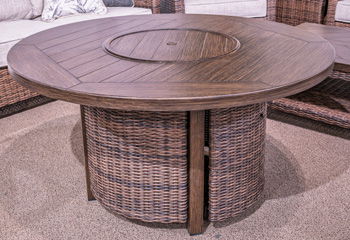 Monterey Point - Dark Brown - Round Fire Pit Table - Hornell Furniture Outlet