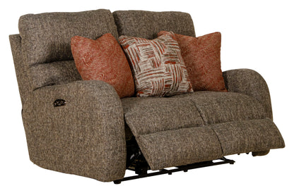 Liam - Power Headrest Power Lay Flat Reclining Loveseat - Coal - Hornell Furniture Outlet