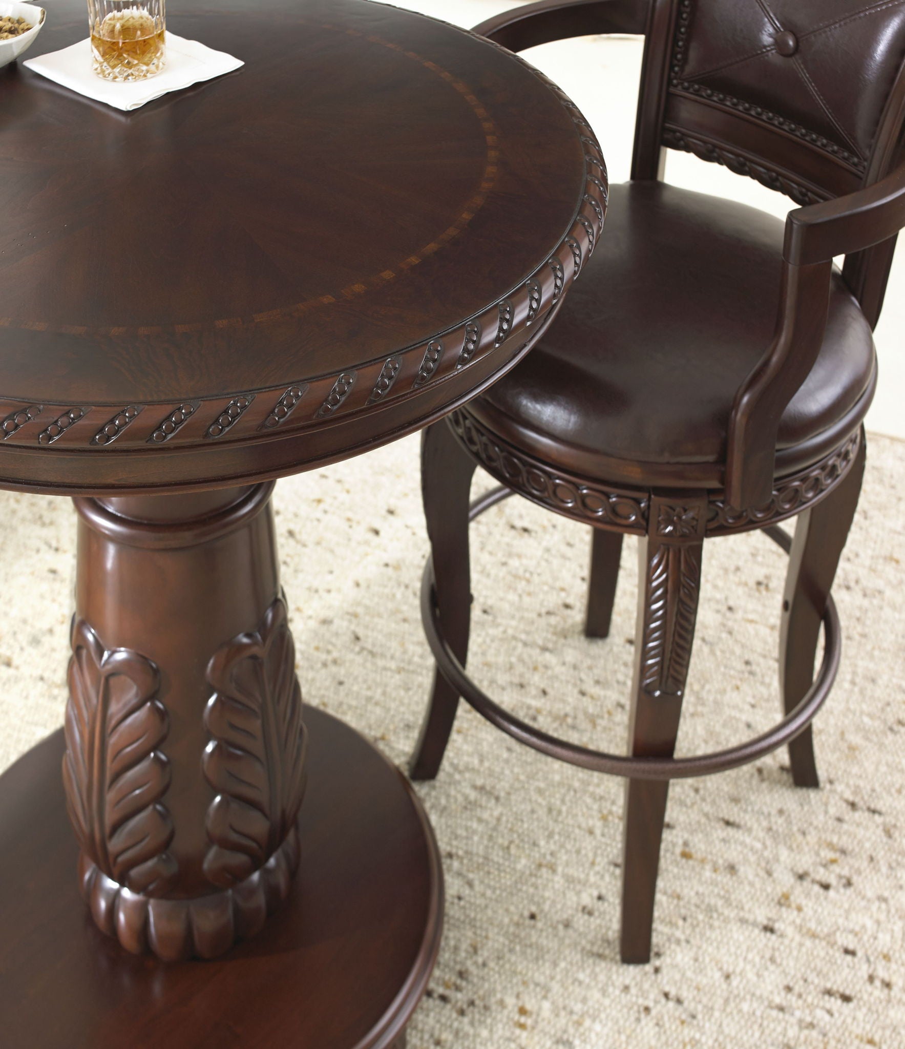 Antoinette - PU Swivel Bar Chair (Set of 2) - Dark Brown - Hornell Furniture Outlet