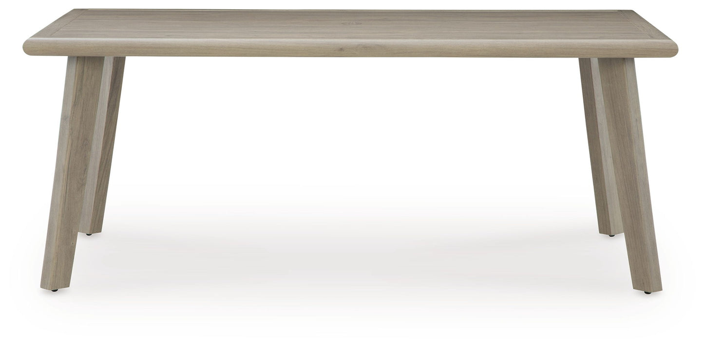 Cliff Trails - Beige - Rectangle Dining Table With Umbrella Option - Hornell Furniture Outlet