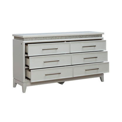 Reflections - 6 Drawer Dresser With Lights - White - Hornell Furniture Outlet