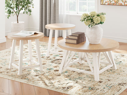 Fawndell - Antique White / Brown - Occasional Table Set (Set of 3) - Hornell Furniture Outlet