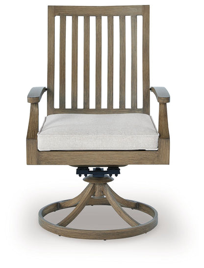 Rainier Ranch - Brown / Beige - Swivel Chair With Cushion (Set of 2) - Hornell Furniture Outlet