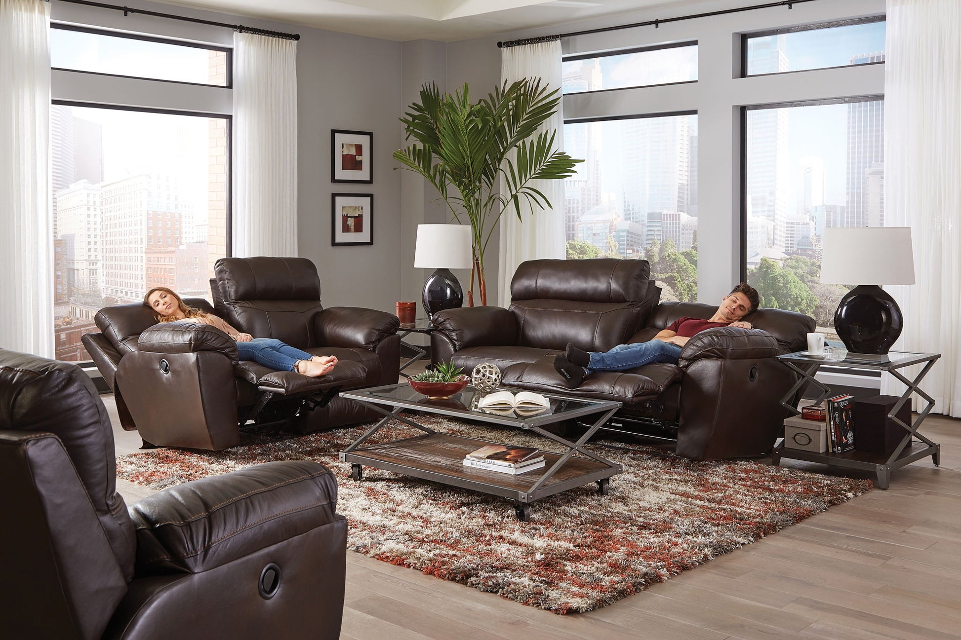 Costa - Power Lay Flat Reclining Sofa - Hornell Furniture Outlet
