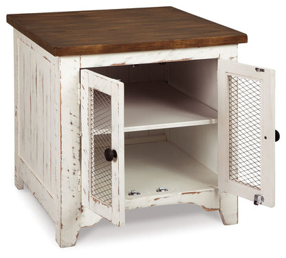 Wystfield - Rectangular End Table - 2 Doors - White / Brown - Hornell Furniture Outlet