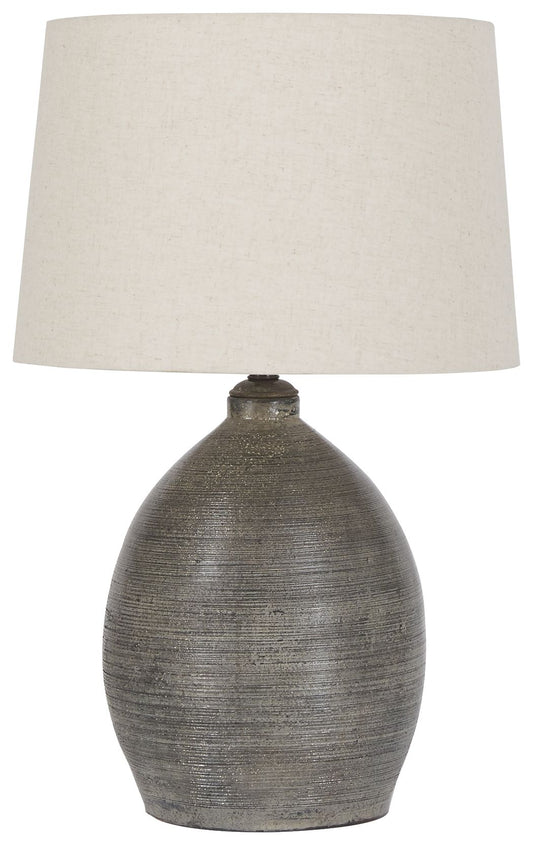 Joyelle - Gray - Terracotta Table Lamp - Hornell Furniture Outlet