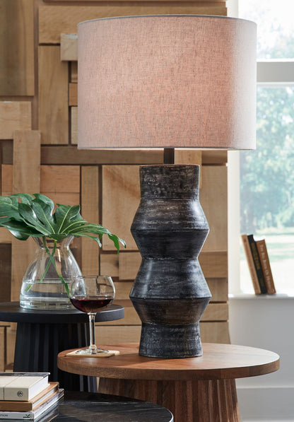 Kerbert - Distressed Black - Terracotta Table Lamp - Hornell Furniture Outlet