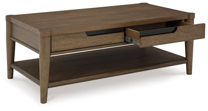 Roanhowe - Brown - Rectangular Cocktail Table - Hornell Furniture Outlet