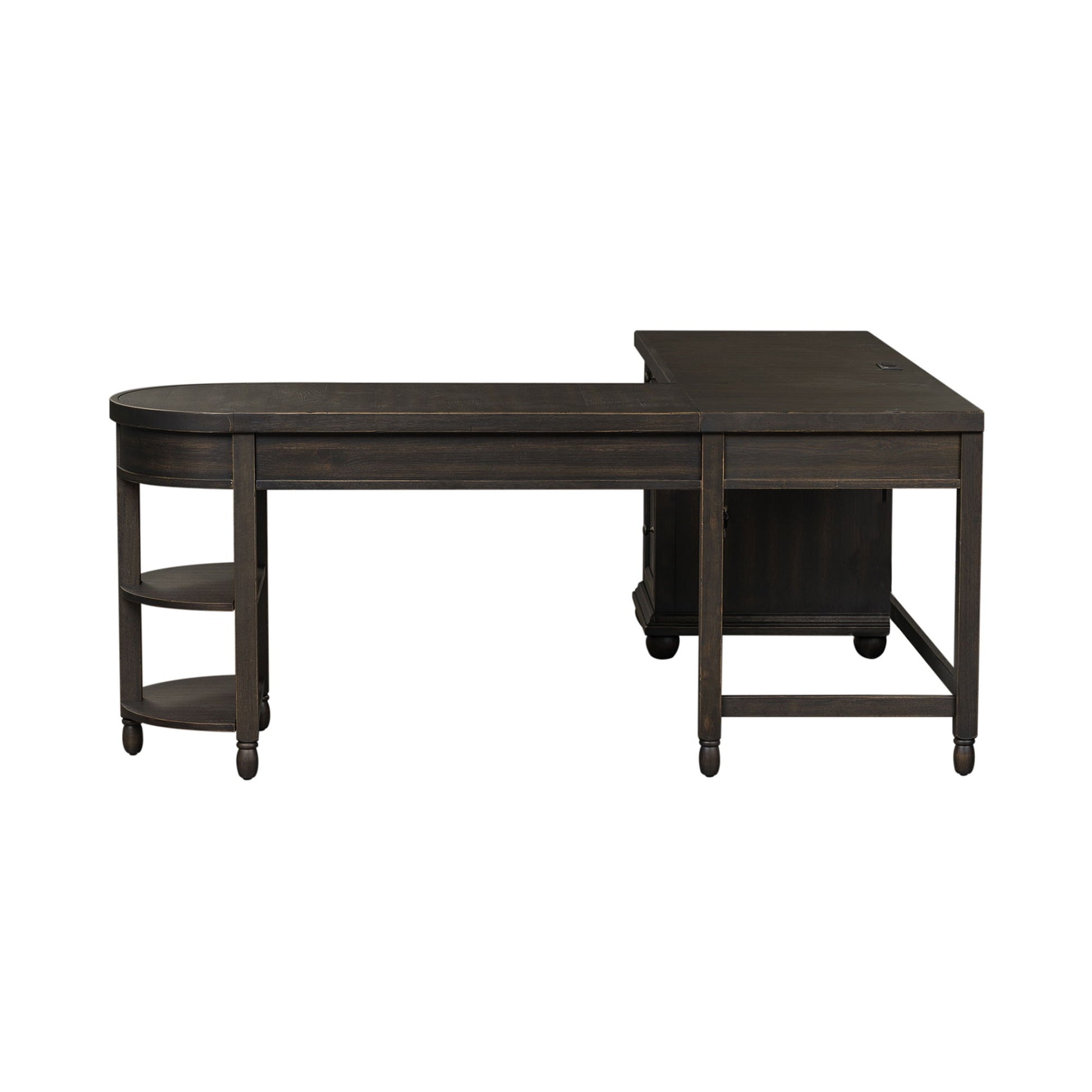 Harvest Home - L Shaped Desk Set With Hutch - Black - Hornell Furniture Outlet