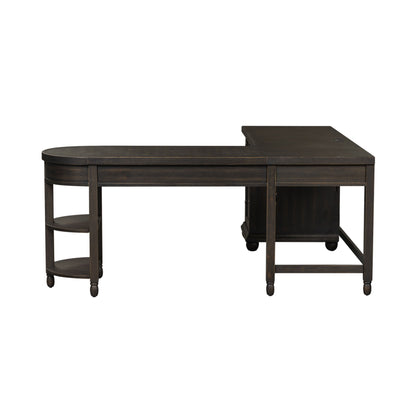 Harvest Home - L Shaped Desk Set With Hutch - Black - Hornell Furniture Outlet