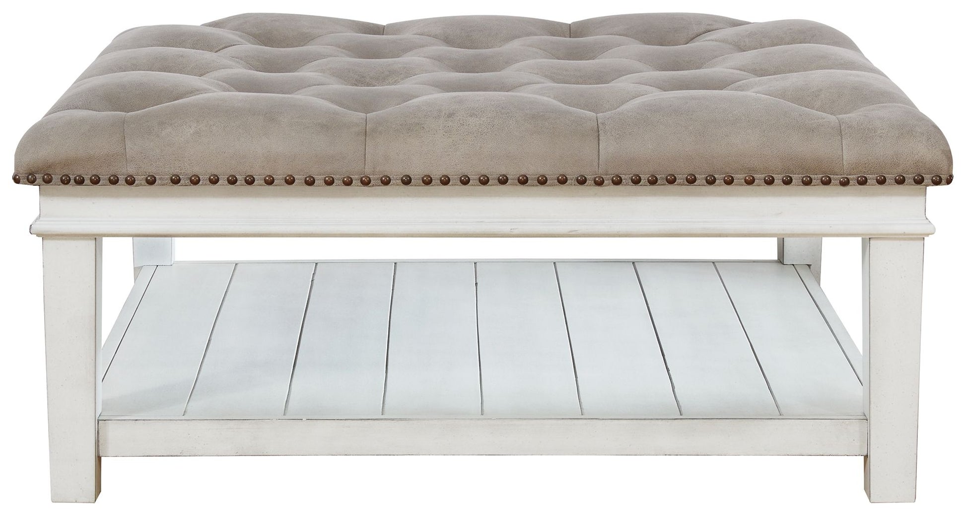 Kanwyn - Whitewash - Uph Ottoman Cocktail Table - Hornell Furniture Outlet