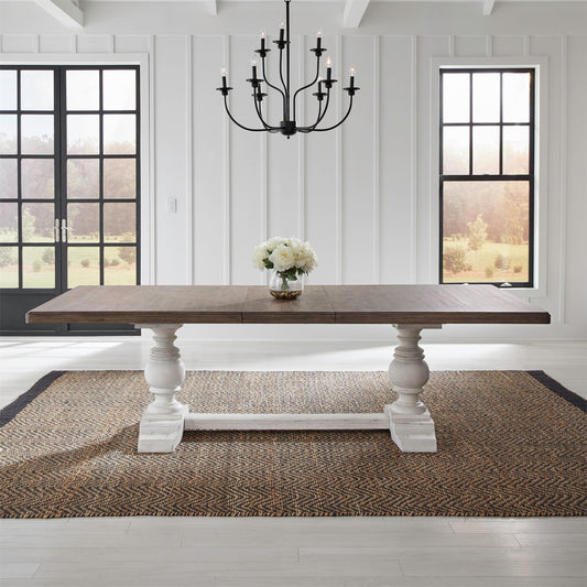 River Place - Trestle Table - Riverstone White & Tobacco