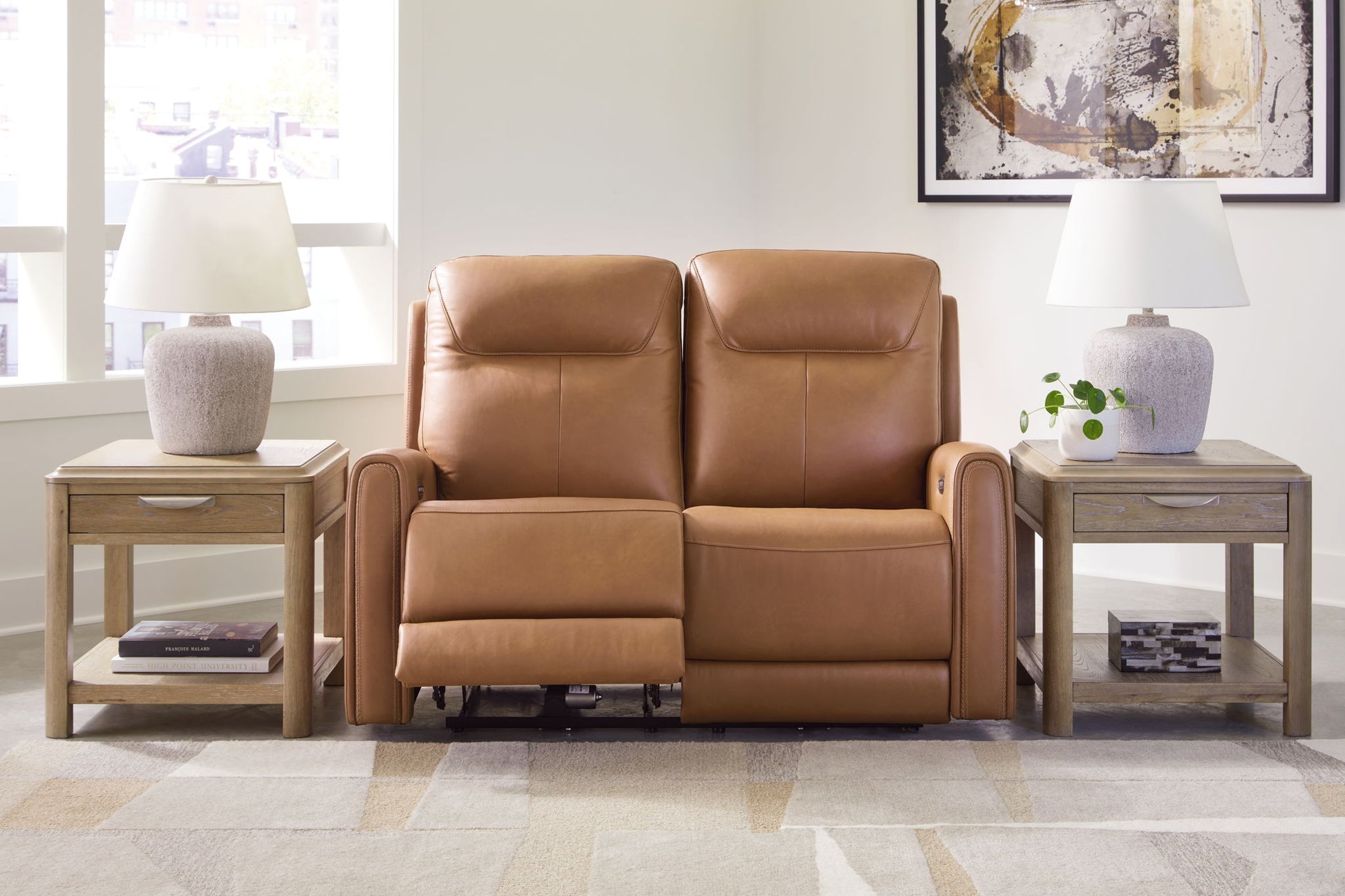 Tryanny - Butterscotch - Power Reclining Loveseat/ Adj Headrest - Hornell Furniture Outlet