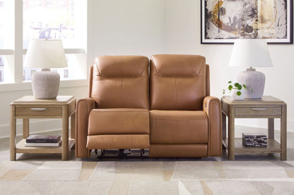 Tryanny - Butterscotch - Power Reclining Loveseat/ Adj Headrest - Hornell Furniture Outlet