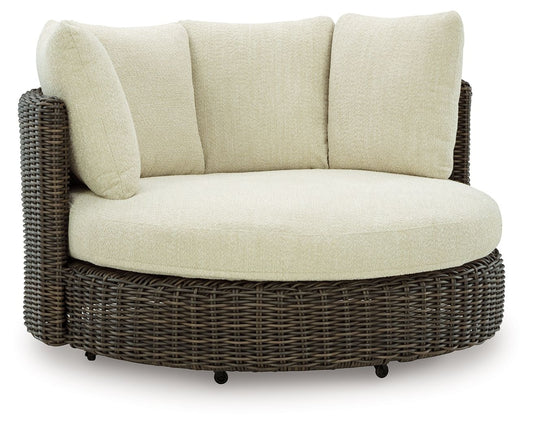 Kimora - Beige / Dark Brown - Swivel Lounge Chair With Cushion - Hornell Furniture Outlet