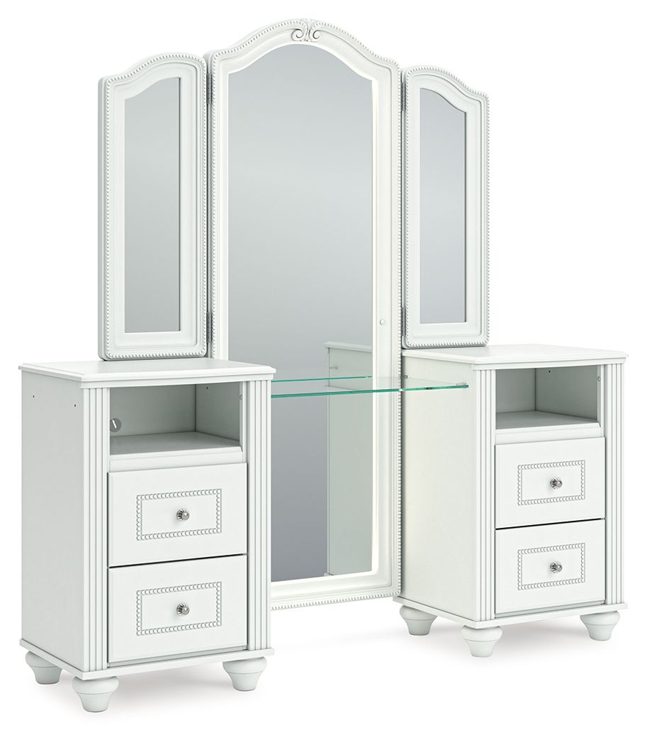 Kozlani - Vanity With Mirror - White - Hornell Furniture Outlet