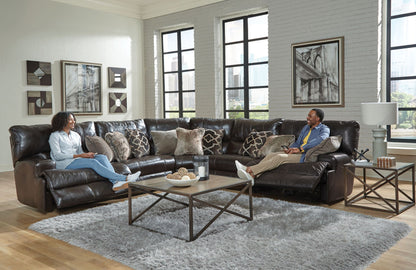 Como - 5 Piece Italian Leather Match Reclining Sectional - Hornell Furniture Outlet